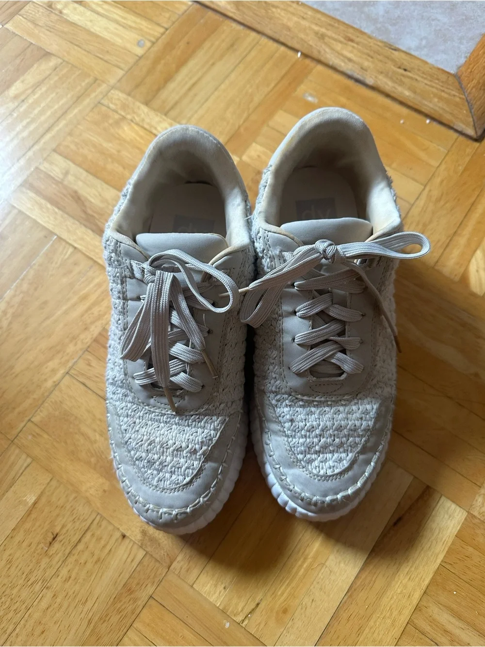Dolce Vita Cream Woven Lace-Up Espadrille Sneakers